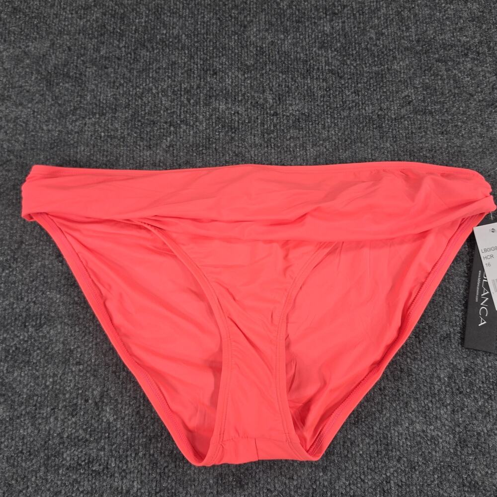 La Blanca Women's Bikini Bottom Size 16 Hot Coral Pink Foldover Waist Swimwear